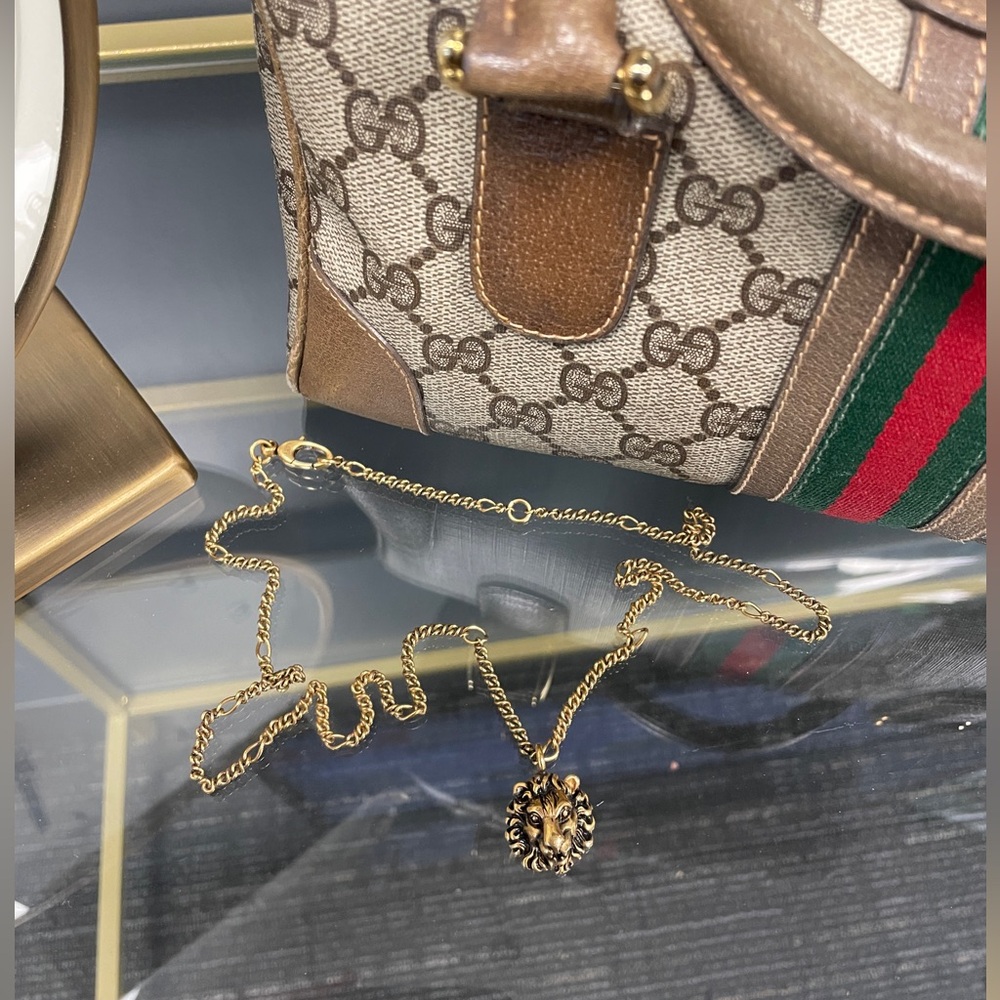 GUCCI Brass Lion Head Necklace